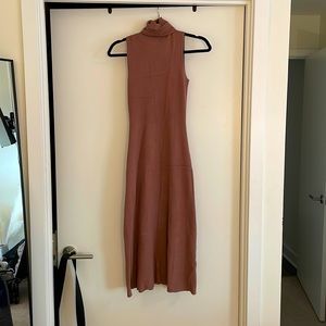 Zara Turtleneck Midi Sweater Dress, Light Brown, Small, New with Tags